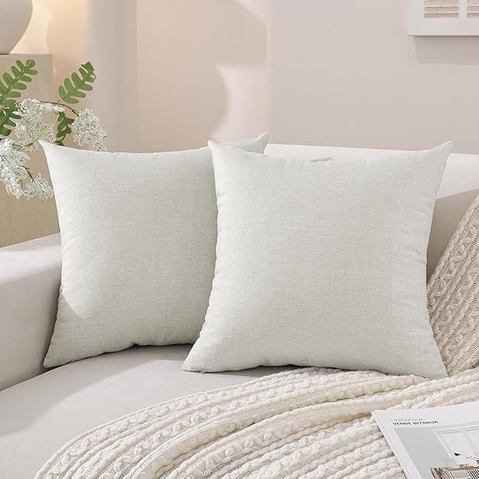 SYSLOON Decorative Throw Pillow Covers 20x20 Inch Set of 2, Soft Cozy Faux Linen Boho Pillow Covers,Cushion Cover Cozy Far...