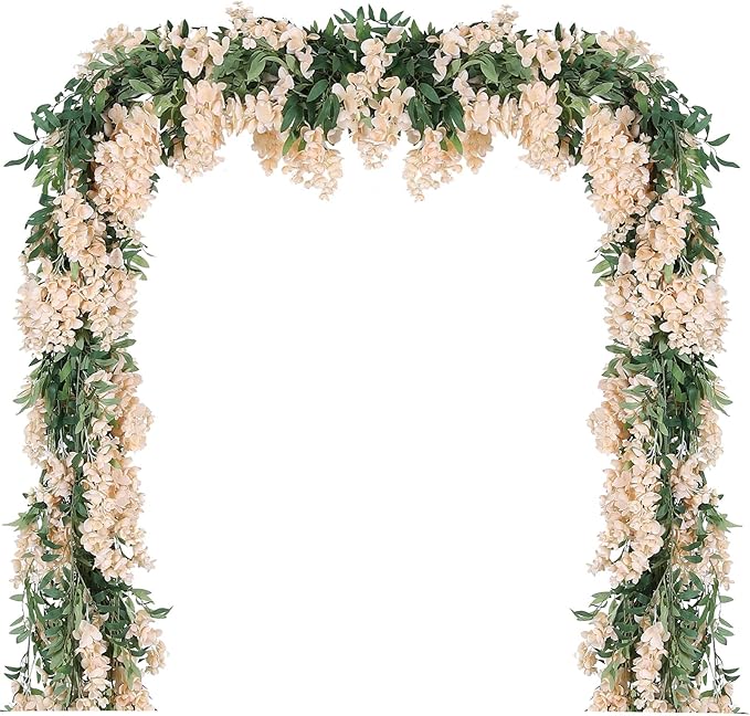 Duovlo 4Pcs 6.6Ft/Piece Imitation Silk Wisteria Garland Hanging Flower Vine for Home Outdoor Garden Ceremony Wedding Arch ...