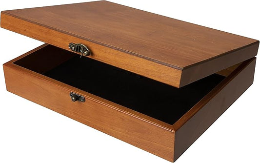 WE Games Old World Wooden Box with Brass Latch – Vintage-Style Wooden Keepsake Box for Jewelry & Trinket Storage, Light Ch...