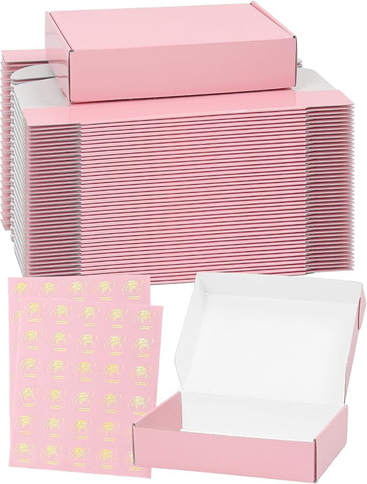 TryDrem Shipping Boxes 9x6x2 Inch, Set of 45, Cute Pink Corrugated Cardboard Boxes, Mailer Packaging Boxes for Small Busin...