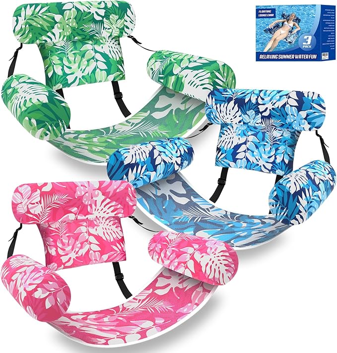 Nyrveua Pool Floats Adult, 3Pack/2Pack/1Pack Adjustable Heavy Duty Inflatable Pool Floats Chair, Portable Pool Float Loung...