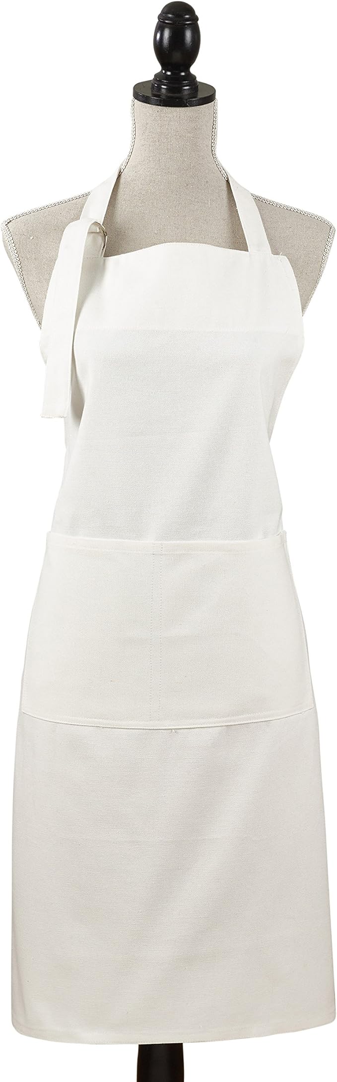 SARO LIFESTYLE Cuisine Apron Collection Classic Denim Apron/2443.W01, Full, White