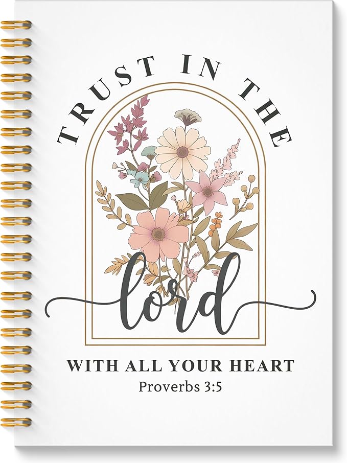 ROXMART Christian Floral Spiral Notebook, Proverbs 3:5 Bible Journal, Christian Gifts for Women, Trust in the Lord with Al...