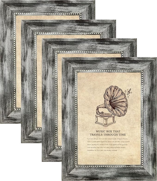 TKYGU 4x6 Picture Frames Set of 4 Vintage Photo Frame, Rustic Retro Photo Frame with Real Glass,Decorative Art Wall Mount ...