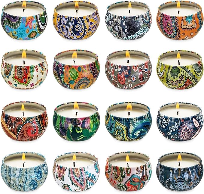YOROXRG Set 16 Pack Scented Candles Gifts Soy Wax Travel Tin Jar Candles for Home 2.5 OZ Scented Candles for Mom for Chris...