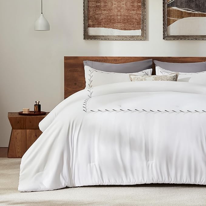 SLEEP ZONE Queen Comforter Set, Luxury Hotel Collection Comforter, 3 Pieces Fluffy Lightweight Down Alternative Duvet Inse...