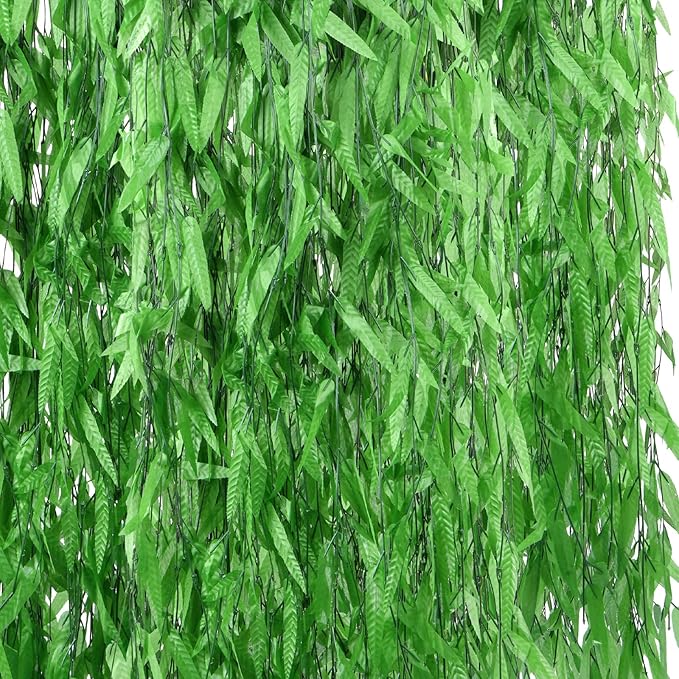 HONVONTU 200 Strands 1200FT Fake Ivy Leaves Artificial Ivy Greenery Garland Faux Willow Vines Silk Hanging Plants Home Aes...