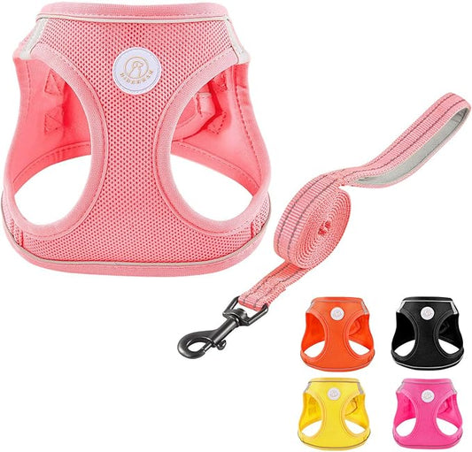 HIHANHAN Soft Mesh Dog Harness and Leash Set, No Pull Puppy Harness and Leash Set, Reflective Step in Harness for Small Me...