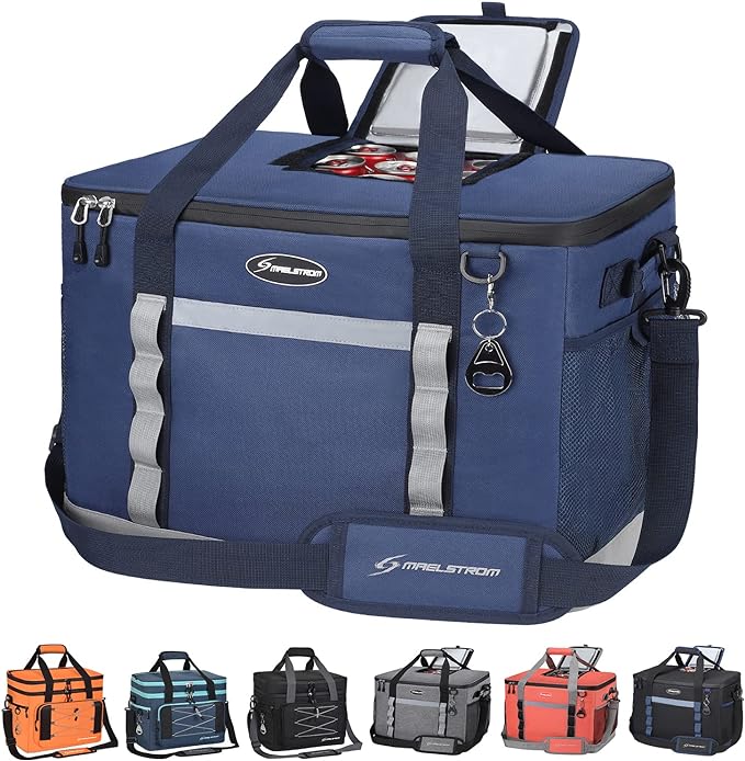 Maelstrom Collapsible Soft Cooler Bag,35/55/75 Cans Beach Cooler with Flip Top Lid, Ice Chest, Leakproof & Portable for Be...