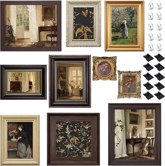 10 Pack Vintage Picture Frames for Wall or Tabletop Display Ornate Vintage Frames Gallery Wall Frame Set Vintage Wall Art ...