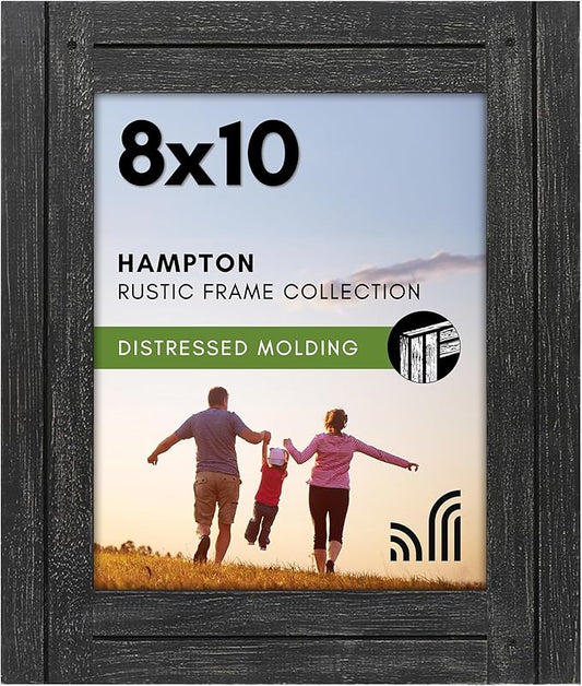Americanflat 8x10 Picture Frame with Polished, Crystal Clear Glass - Hampton Collection - Distressed Wood Picture Frames f...