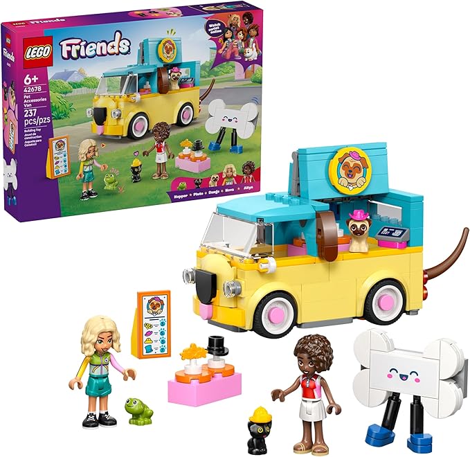LEGO Friends Pet Accessories Van Building Toy for Girls & Boys - Pretend Play Set for Kids, Ages 6+ - W/Nova & Aliya Minid...