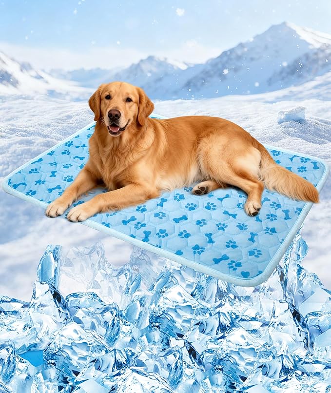 YAOGEG Upgraded Dog Cooling Mat,Q-Max>0.4 Ice Silk Self-Cooling Pad,Breathable Washable Portable Kennel Mat Cooling Mat fo...