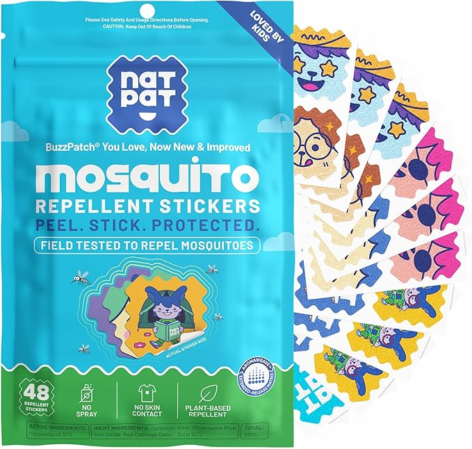 NATPAT Buzz Patch Mosquito Patch Stickers for Kids - Plant Based Ingredients, Non-Toxic - The Original All Natural Citrone...