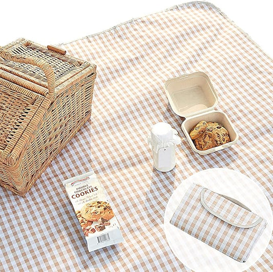 Beyond Thursday Cute Gingham Picnic Blanket, Waterproof Foldable, in Large 80x60in and Extra Large 80x80in, Portable Compa...