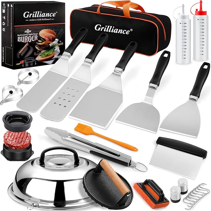 Grilliance 27pcs Griddle Accessories Kit for Blackstone, Professional Hibachi Flat Top Grill Tools, Enlarged Spatula Gift ...