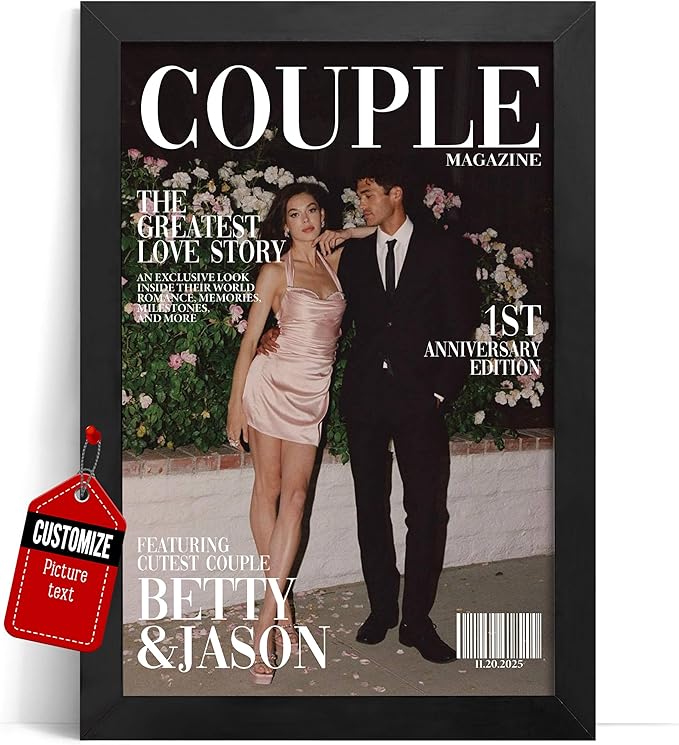 Personalized Couple Magazine Cover with Photo – Custom COUPLE Poster, Anniversary Engagement Valentines Gift for Him Her, ...