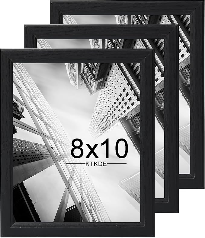 KTKDE 8x10 Picture Frame Set of 3,black Wooden frames, Vertical & Horizontal Wall Hanging for Wall or Tapletop Display,Stu...