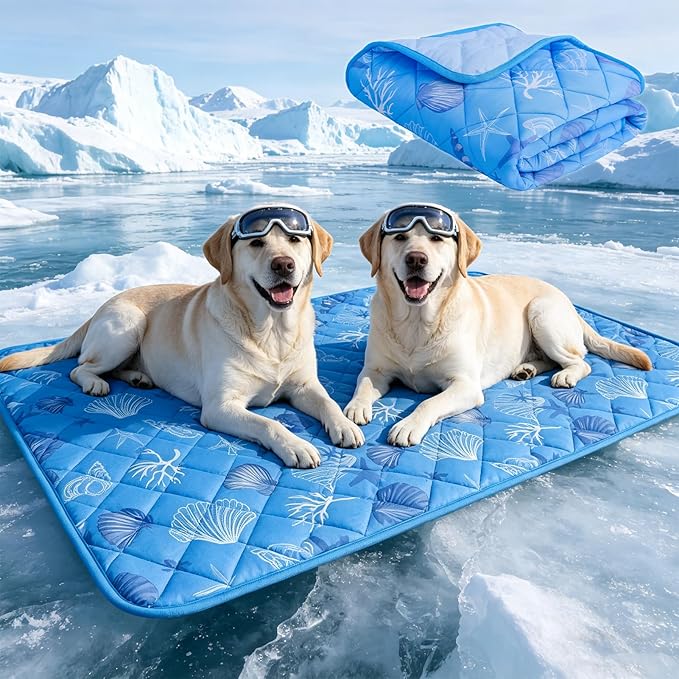 EXPAWLORER Dog Cooling Mat, Foldable Cooling Dog Bed for Summer,Pet Self Coolings Sweat Absorbing Pad for Dogs Cats,Cool S...