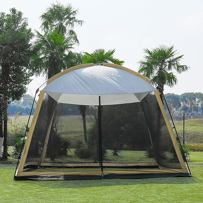 GREGIN Screen House Room 11x11 Ft Mesh Net Tent Canopy Shelter Gazebo, Easy Setup & Waterproof & Sunshade, Suitable for Ca...