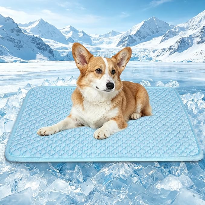 SOMOYA Dogs Cooling Mat (Q-Max>0.45) Upgrade Cooling Pad Non-Slip DOD Bed Mats Blanket Sleeping Kennel Mat,Washable Ice Si...