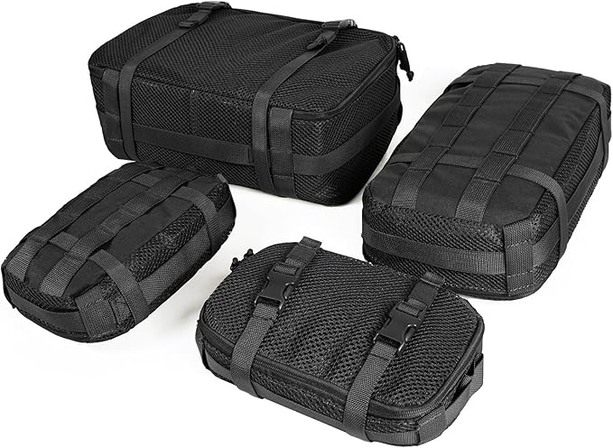 CASONMMAX 4 Set Tactical Packing Cubes ，Compressible Mesh Duffle Storage Bag,Portable Edc Molle Pouch Organizer.