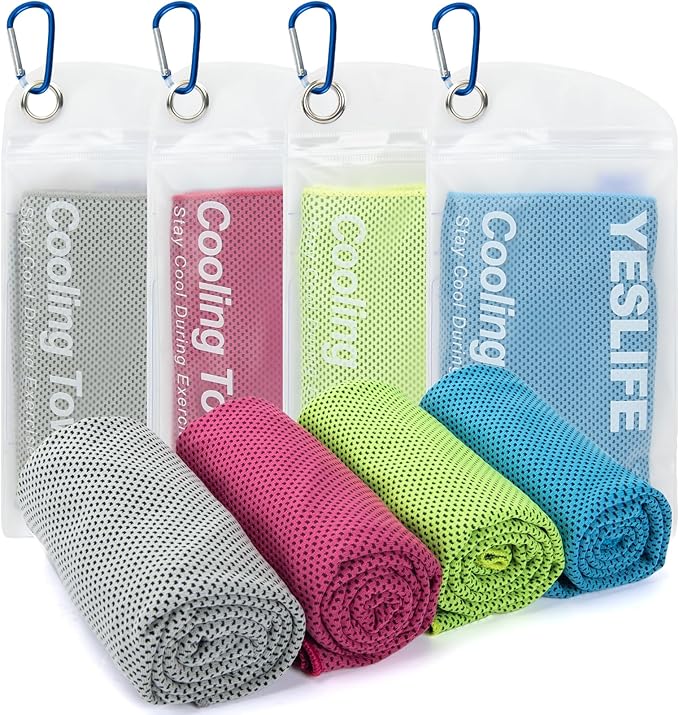 YESLIFE 4 Pack Cooling Towels 40"x12", Gym Towels for Men and Women, Soft Breathable Workout Towels for Yoga, Running, Spo...