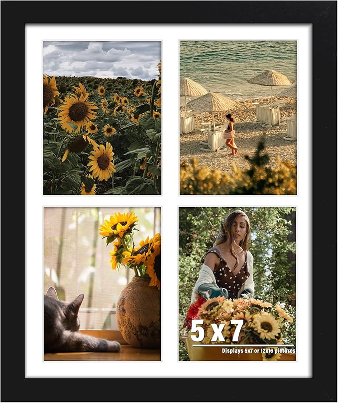 DUENPY 12x16 Picture Frame, 5x7 Collage Picture Frame, Displays Four 5x7 inch Photos, or 12x16 (Without Mat) for Available...