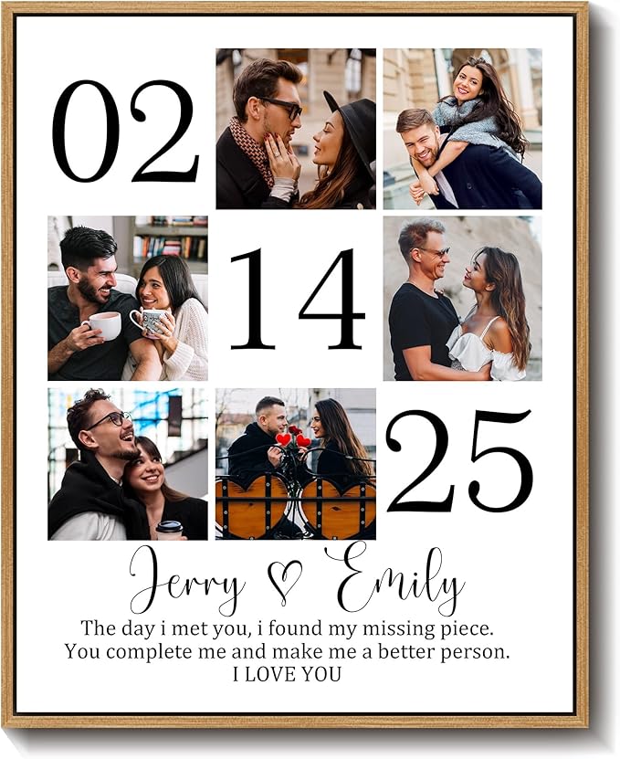 Custom Couple Canvas Personliazed Valentines Day Gifts for Him/Her Customized Anniversary Birthday Gifts for Boyfriend/Gir...