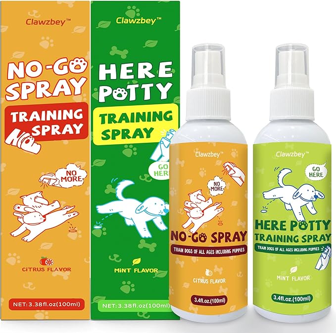 Clawzbey Dog Potty Training Spray Set, No-Go Spray & Here Potty Training Spray, Puppy Essentials, Stops Urination & Markin...