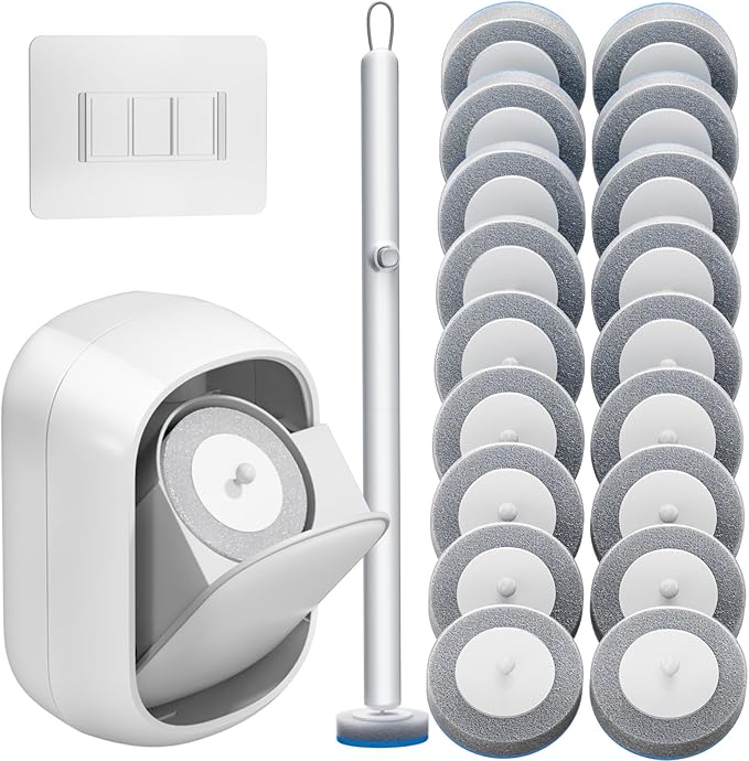 Disposable Toilet Brush and Holder Set with 18 Bowl Wand Cleaners Refill Pads, Bathroom Wall Mounted Toilet Bowl Cleaners ...