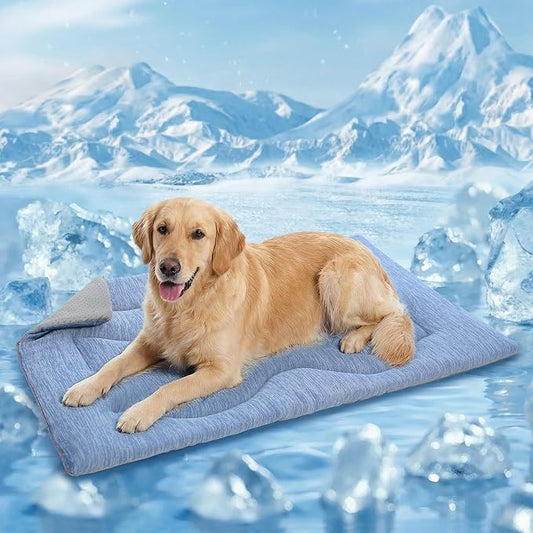 Queenmore Large Dog Cooling Mat for Dog, Portable Flat Pet Bed for Dogs and Cats, Non-Slip Summer Pet Sleeping Mat, Machin...