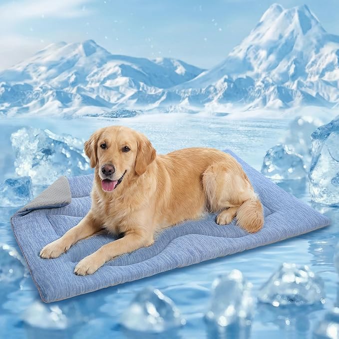 Queenmore Large Dog Cooling Mat for Dog, Portable Flat Pet Bed for Dogs and Cats, Non-Slip Summer Pet Sleeping Mat, Machin...