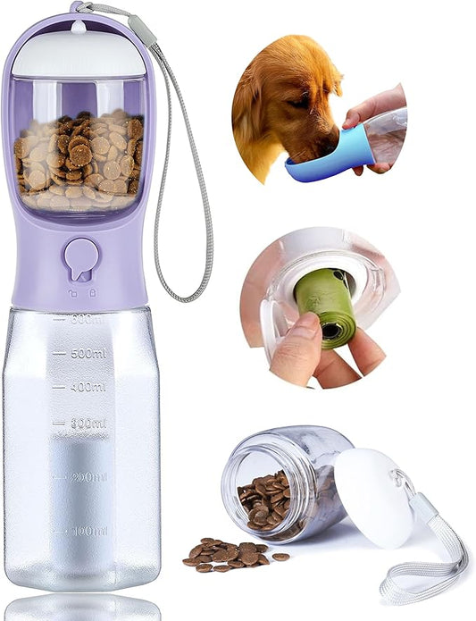 AVELORA Dog Water Bottle with Food Container, Portable Pet Dog Water Dispenser for Outdoor Walking,Hiking,Travel,Puppy Ess...
