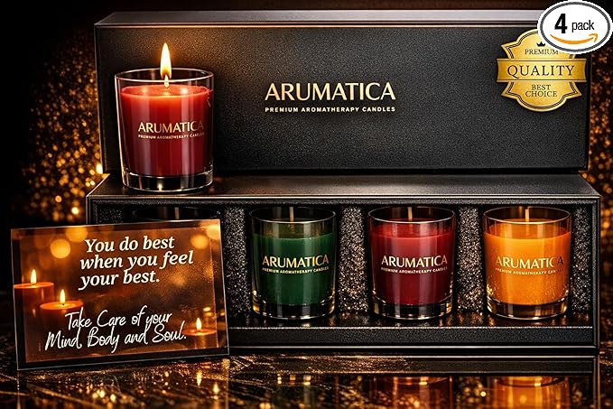 Premium Aromatherapy Candle Set | Stress Relief Soy Wax Candles with Relaxing Scents | Scented Candles for Home Yoga, Medi...