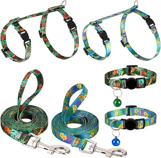 2 Pack Cat Harness and Leash Set - Escape Proof Adjustable Cat Harness, Outdoor Travel Harness for Cats & Kittens