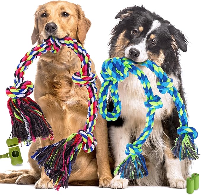 Eefitoys Tough Dog Rope Toys for Aggressive Chewers, Tough Tug of War Dog Toys for Large, Medium & Small Dogs – 5 Pack Inc...