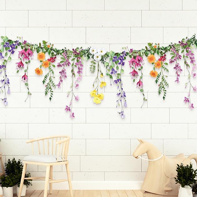 Cheerland Flower Garland Banner Wildflower Party Decorations for Enchanted Garden Floral Woodland Theme Picnic Mothers Day...