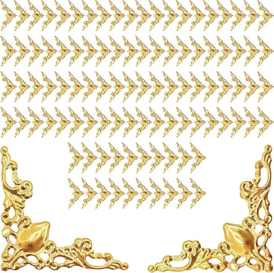 PDETVEO 100PCS Metal Corner Protectors, Vintage Bronze Decorative Edge Guards for Albums, Photo Frames, Books & Jewelry Bo...