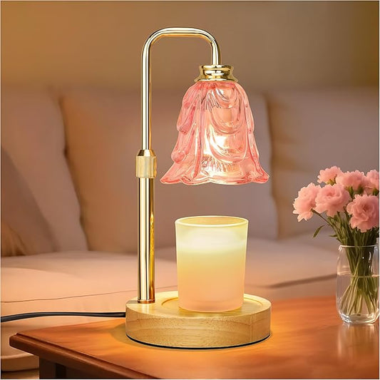 Candle Warmer Lamp with Timer Dimmer, Adjustable Height Pink Tulip Candle Wax Warmer, Christmas Birthday Gift for Mom Wome...