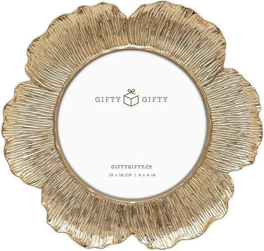 GIFTY GIFTY Circular Gold Floral Photo Frame / 4x4 In | For Tabletop Display | Perfect for Home Decor, Wedding, Graduatio...