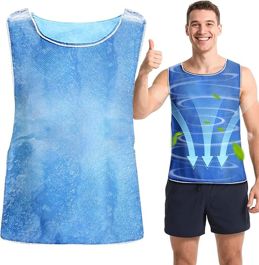 Cooling Ice Vest for Men Women - PVA Mesh Dual Wear Evaporative Cool Vest with Reflective Strips for Running, Cycling, MS,...