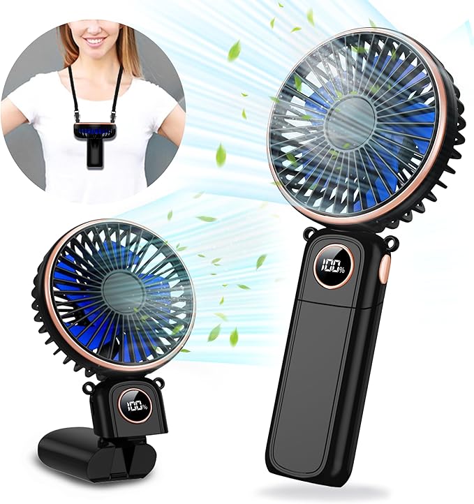 Portable Handheld Fan 5200mAh, USB Rechargeable Foldable Electric Personal Small Mini Hand Held Fan, 22Hrs Runtime, 6 Spee...