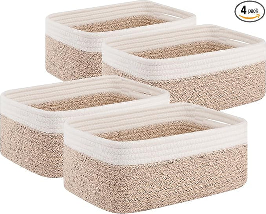OIAHOMY 4 Pack Storage Baskets for Organizing, Small Bins for Shelves, Cute Decorative Storage Bins, Organizer Baskets for...