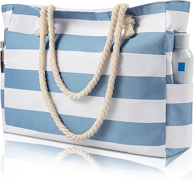 Pleneal Beach Bags For Women - Large Beach Bags with Zipper Waterproof Sandproof Swim Pool Beach Bag