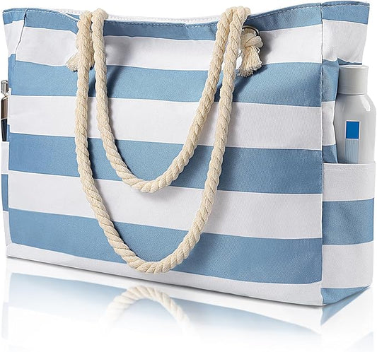 Pleneal Beach Bags For Women - Large Beach Bags with Zipper Waterproof Sandproof Swim Pool Beach Bag