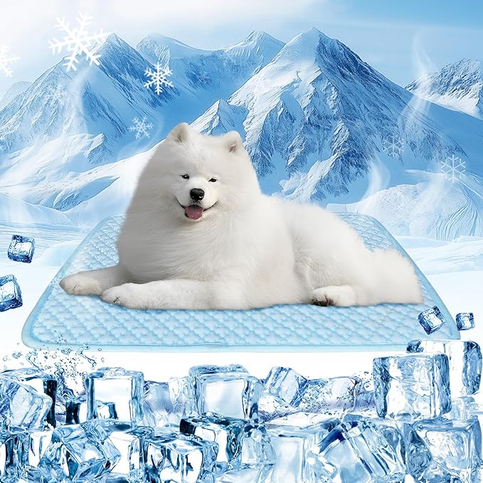 MeiLiMiYu Dog Cooling Mat Thicken Cooling Mat for Dogs Self Cooling Pad for Dog Non-Slip Dog Bed Mats (Q-Max>0.5) for Indo...