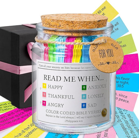 Bible Verse Jar, Read Me When Bible Verses Jar for Daily Encouragement - Christian Gifts for Women, Mothers Day Gift for M...