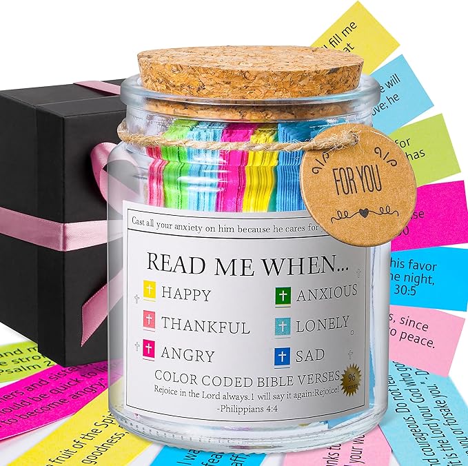 Bible Verse Jar, Read Me When Bible Verses Jar for Daily Encouragement - Christian Gifts for Women, Mothers Day Gift for M...