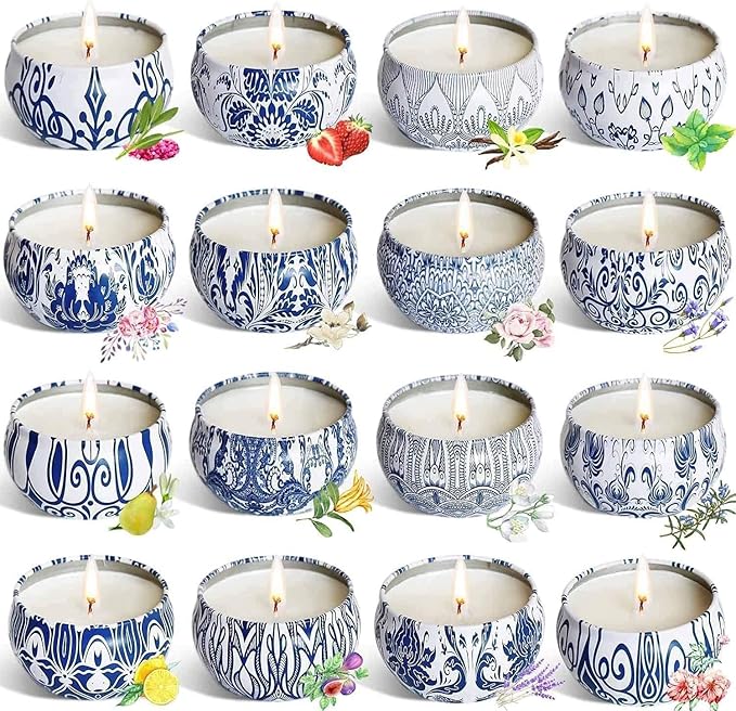 YOROXRG Scented Candles Gifts Set 16 Pack Soy Wax Travel Tin Jar Candles for Home 2.5 OZ for Mom for Christmas, Birthday, ...